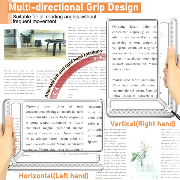10X Full Page Magnifier Glass For Reading, Lightweight Rectangular