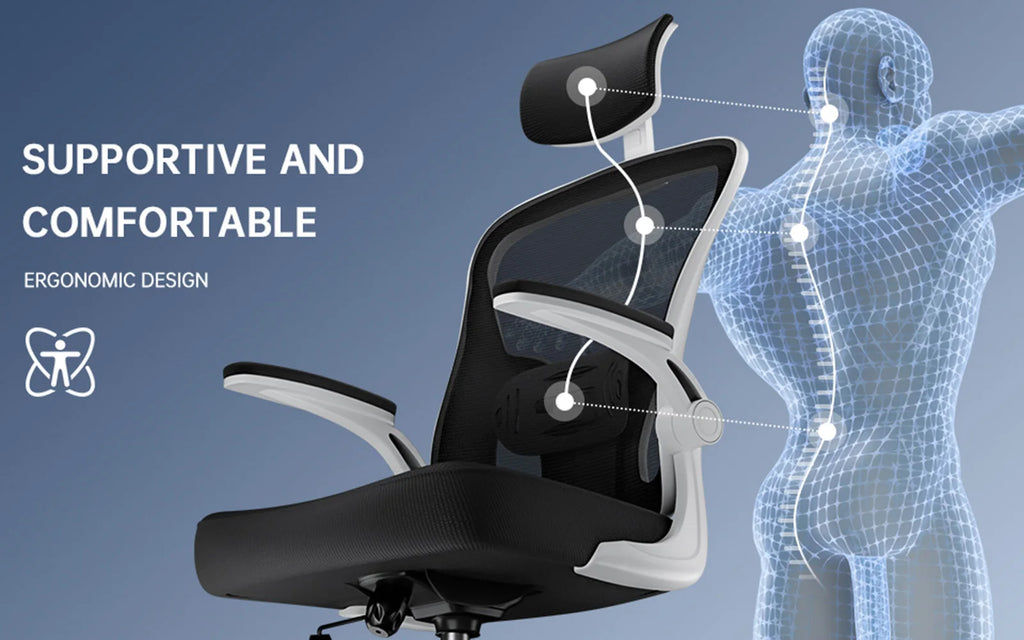Ergonomic Office Chair High Back Armrest With Adjustable Headrest Lumbar Support - Mobility Buy