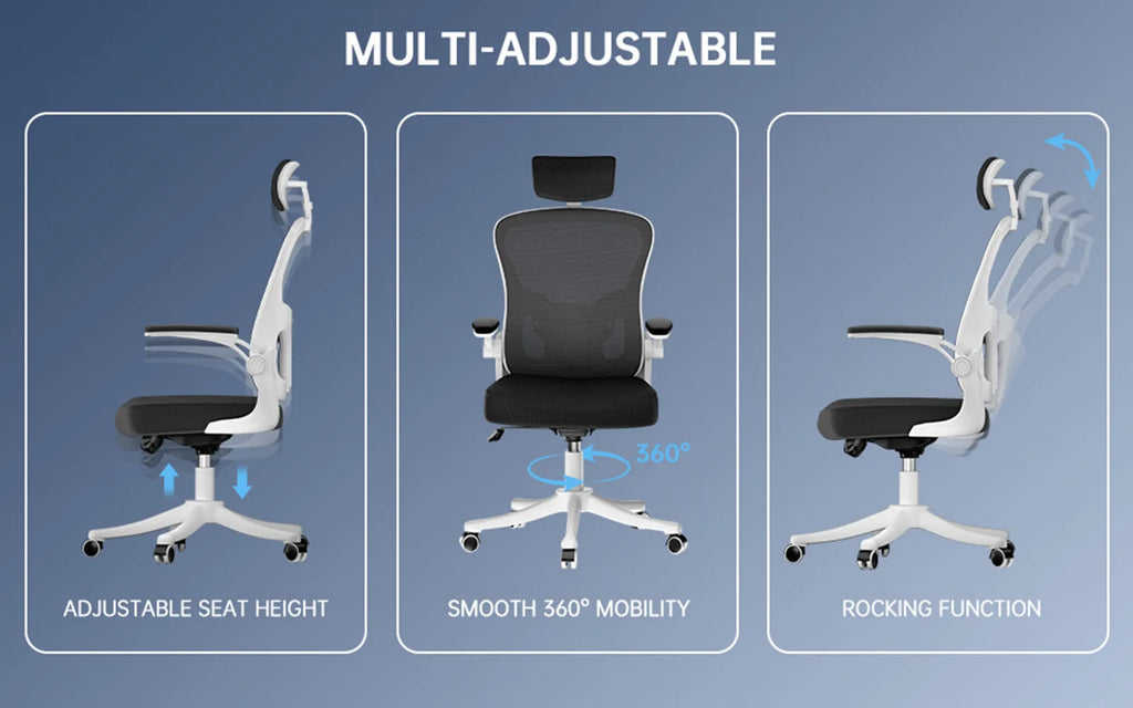 Ergonomic Office Chair High Back Armrest With Adjustable Headrest Lumbar Support - Mobility Buy