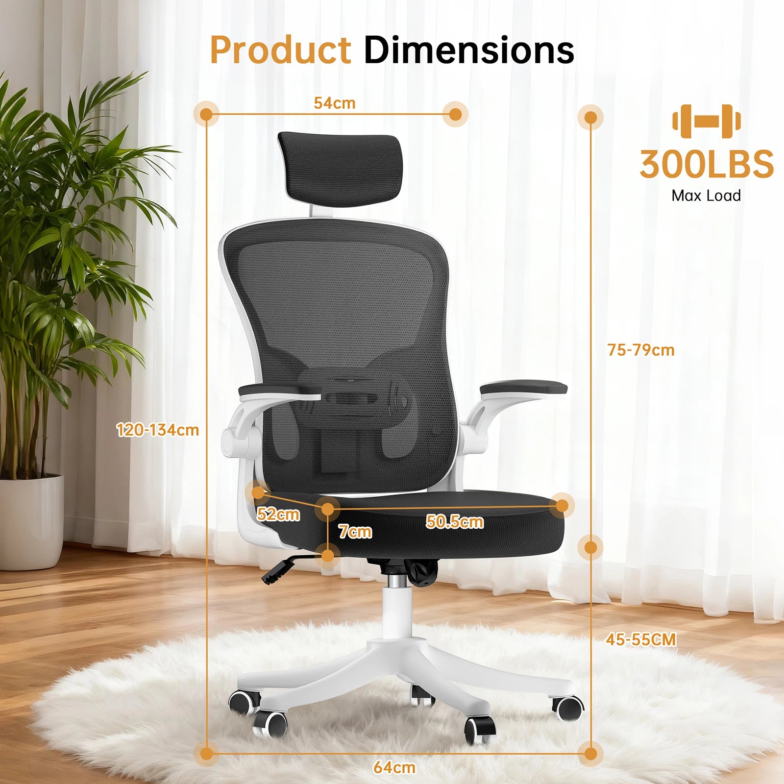 Ergonomic Office Chair High Back Armrest With Adjustable Headrest Lumbar Support - Mobility Buy