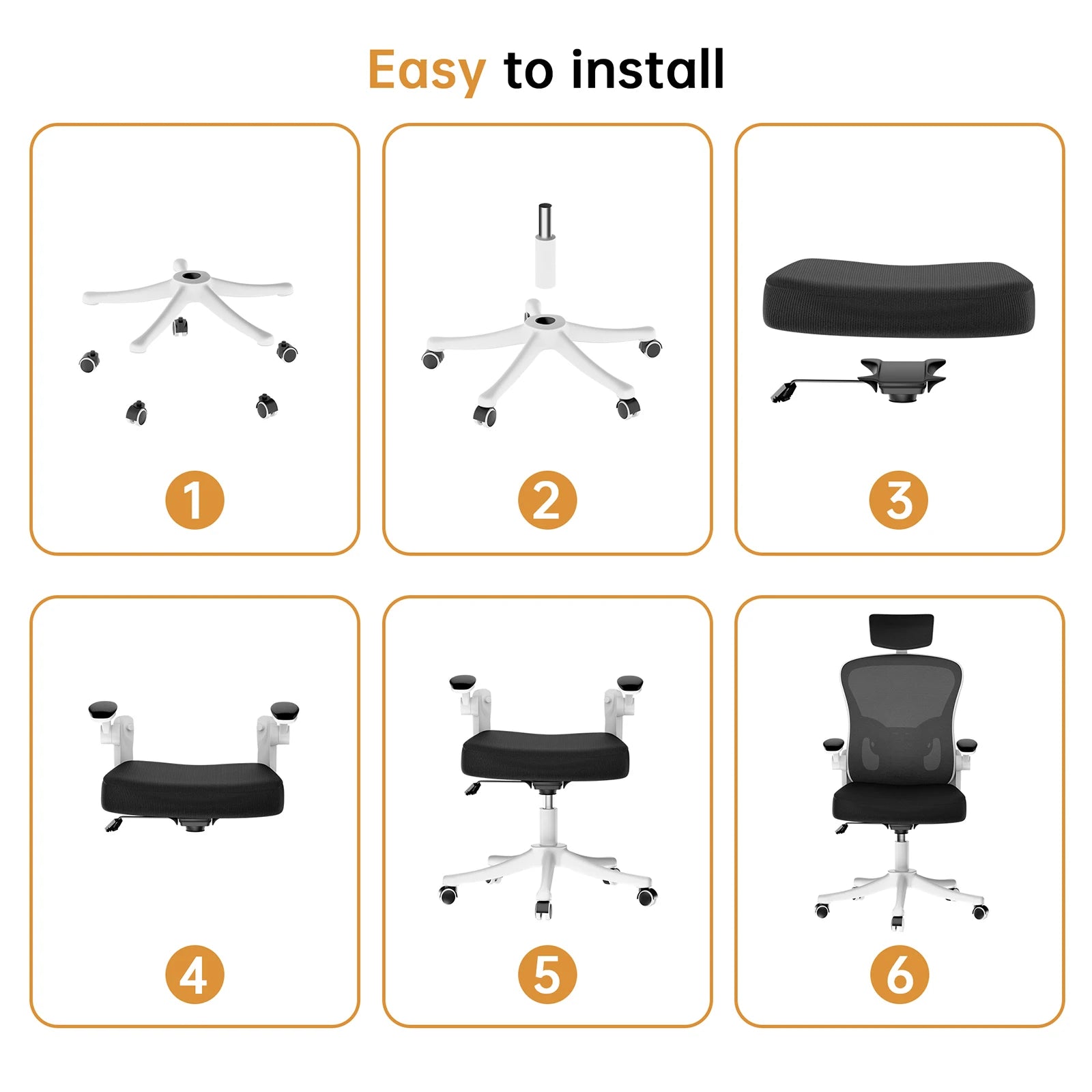 Ergonomic Office Chair High Back Armrest With Adjustable Headrest Lumbar Support - Mobility Buy