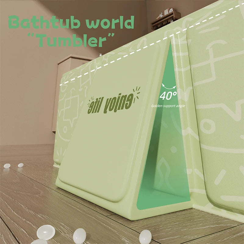 Green And White Kids Portable Folding Bathtub For Travel - Mobility Buy