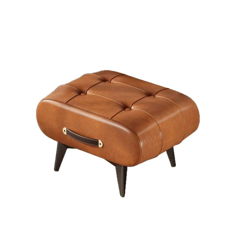 Luxury Leather Low Stool for Living Room Footrest and Decor - Mobility Buy