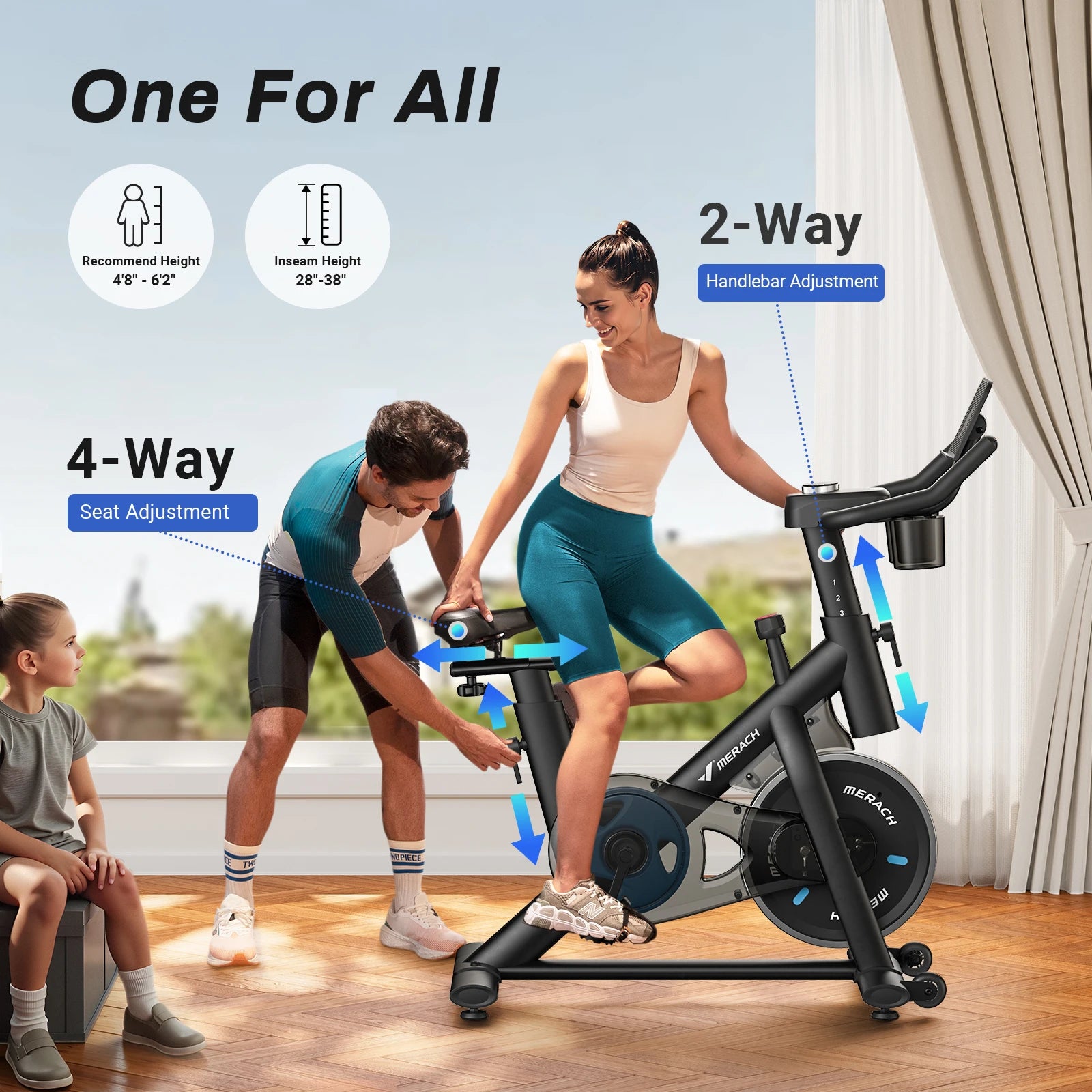 Merach Stationary Exercise Bike With Brake Pad 300lb Capacity - Mobility Buy