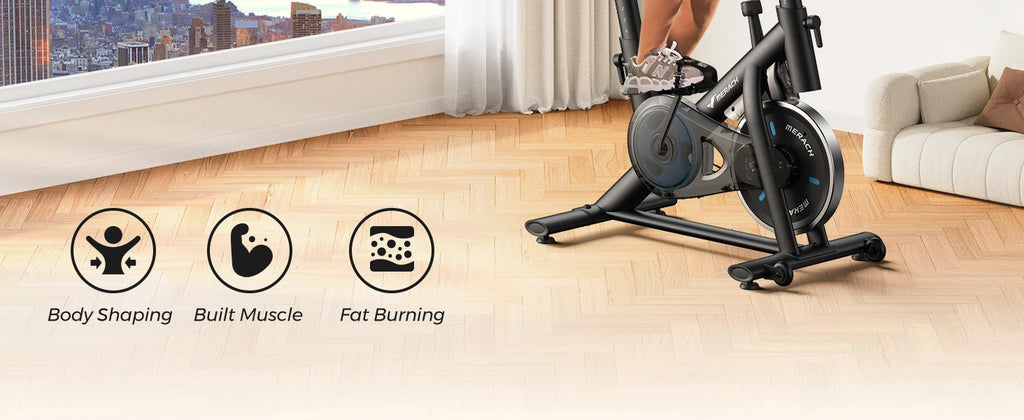 Merach Stationary Exercise Bike With Brake Pad 300lb Capacity - Mobility Buy