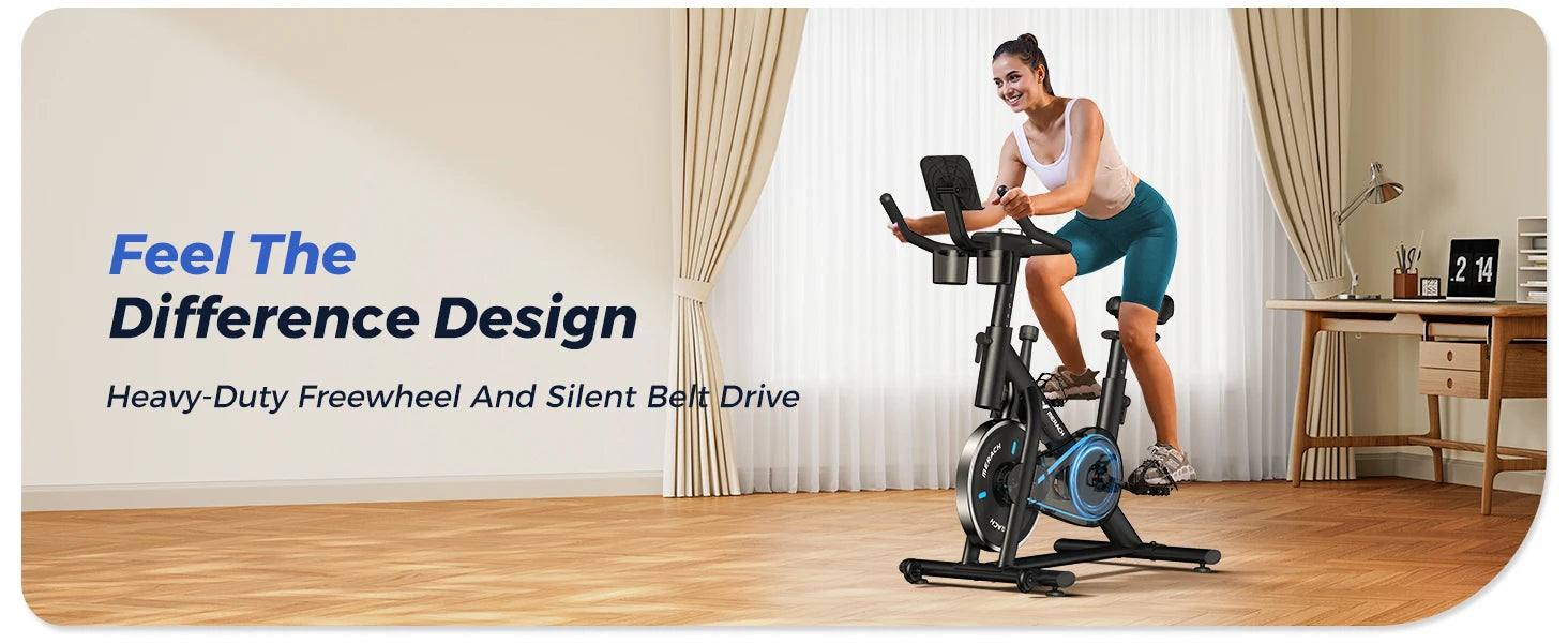 Merach Stationary Exercise Bike With Brake Pad 300lb Capacity - Mobility Buy