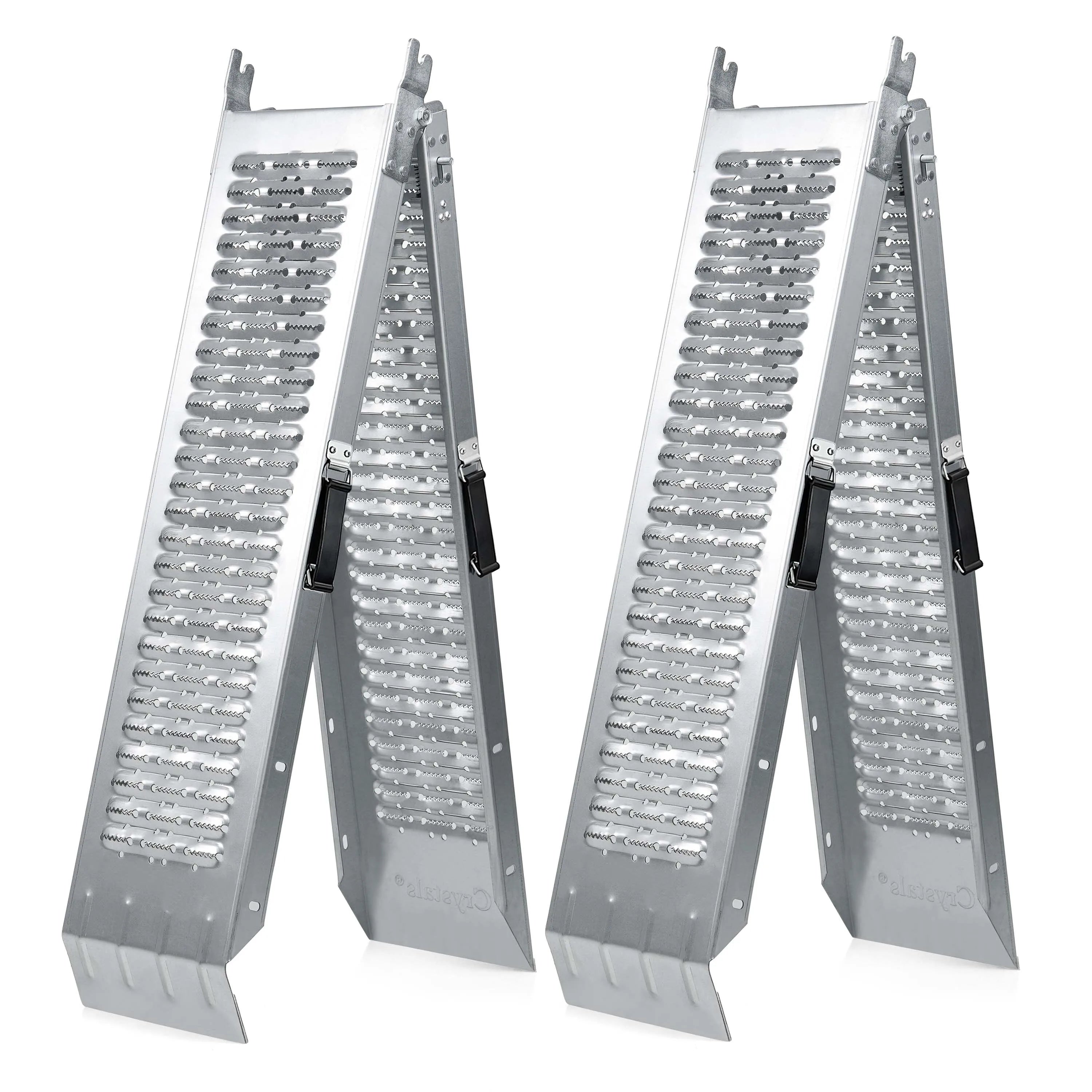 Pair of Galvanized 400kg Capacity Heavy Duty Steel Folding Ramps for Atvs - Mobility Buy