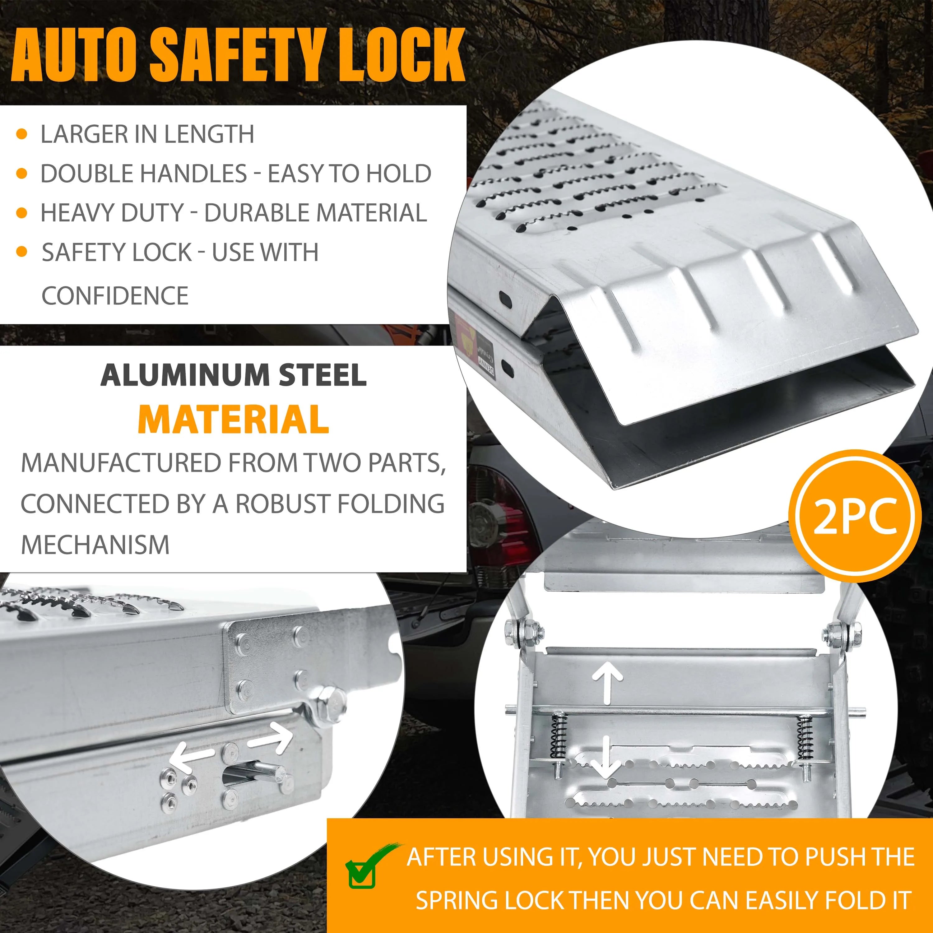 Pair of Galvanized 400kg Capacity Heavy Duty Steel Folding Ramps for Atvs - Mobility Buy