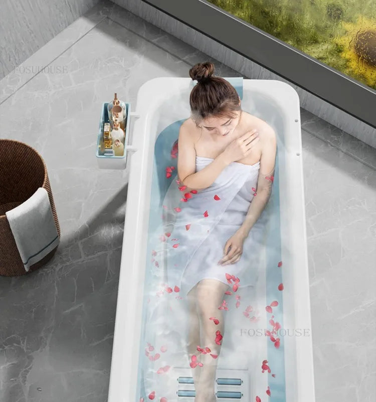 Portable Folding Bathtub For Adults Ice Bath Spa Plastic Bathtub Lid Cover - Mobility Buy