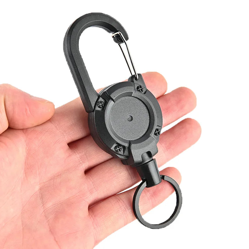 Retractable Heavy Duty Pull Reel Carabiner With Spring Key Ring - Mobility Buy