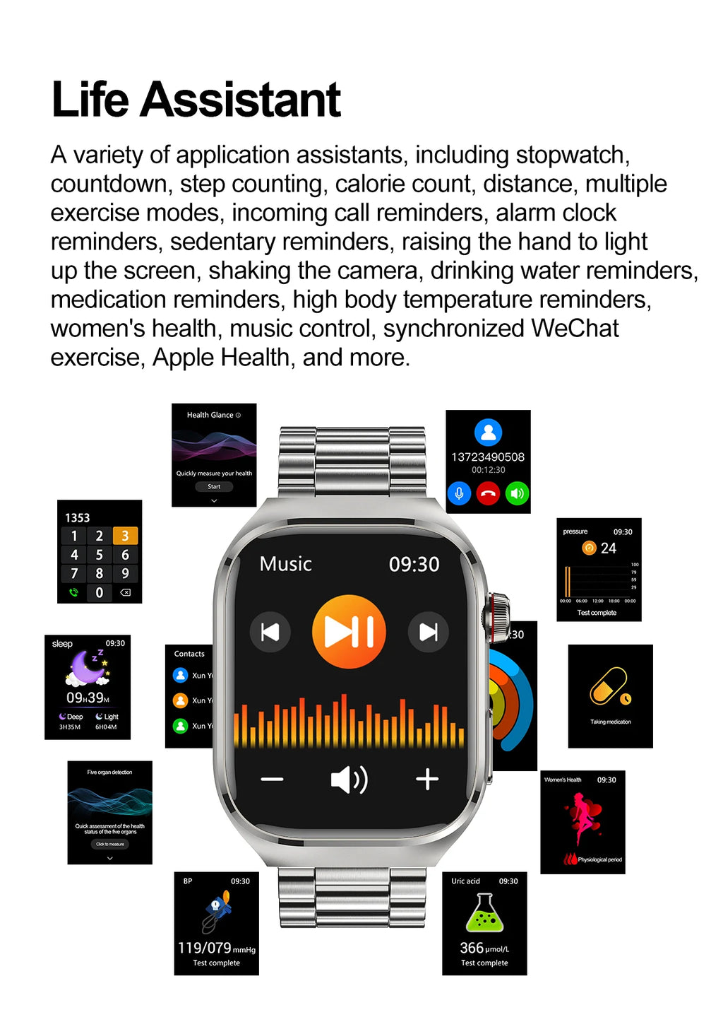Micro Physical Exam Smart Watch - Health check Bluetooth - Smart Watches from Smaet watch