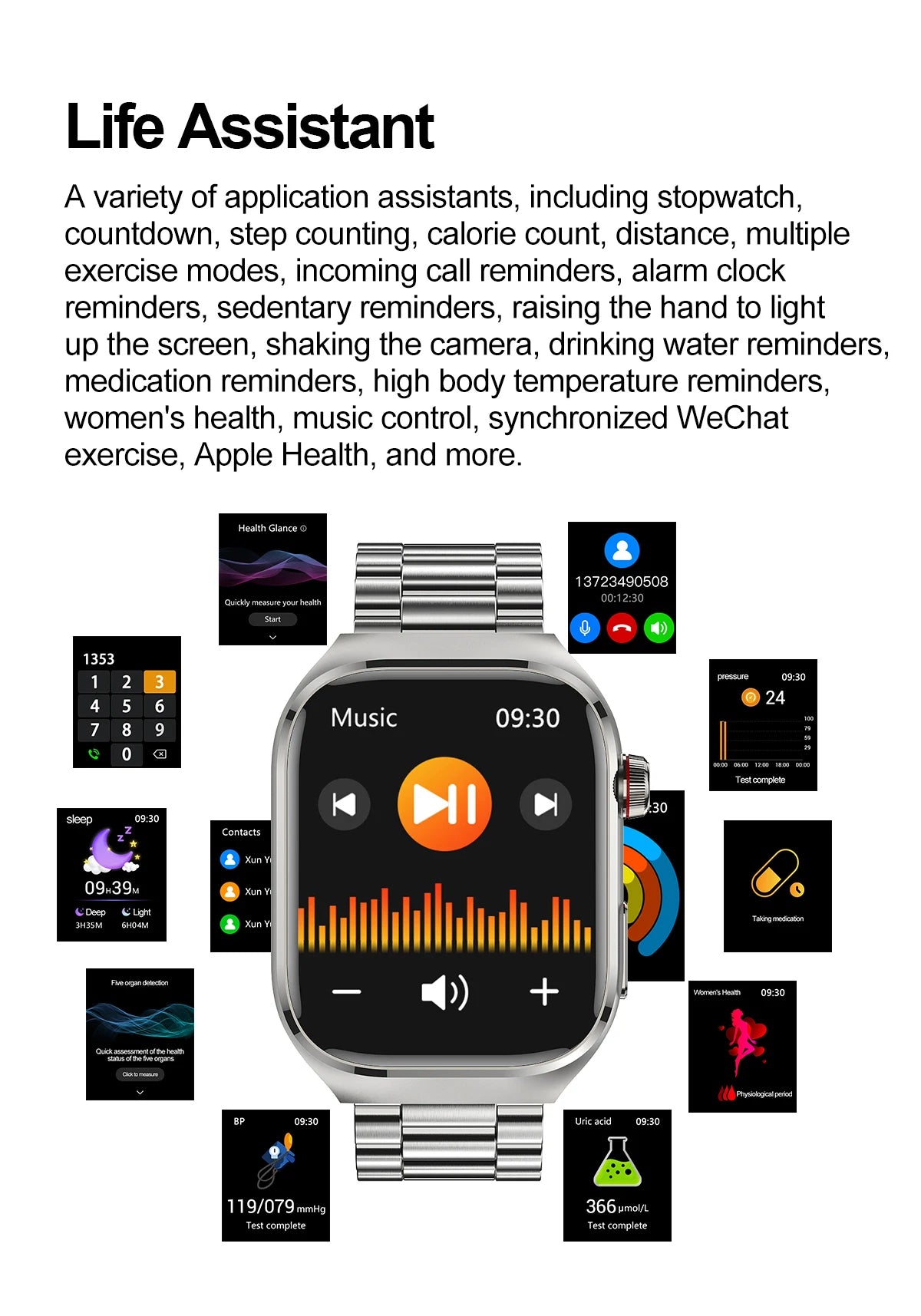 Micro Physical Exam Smart Watch - Health check Bluetooth - Smart Watches from Smaet watch