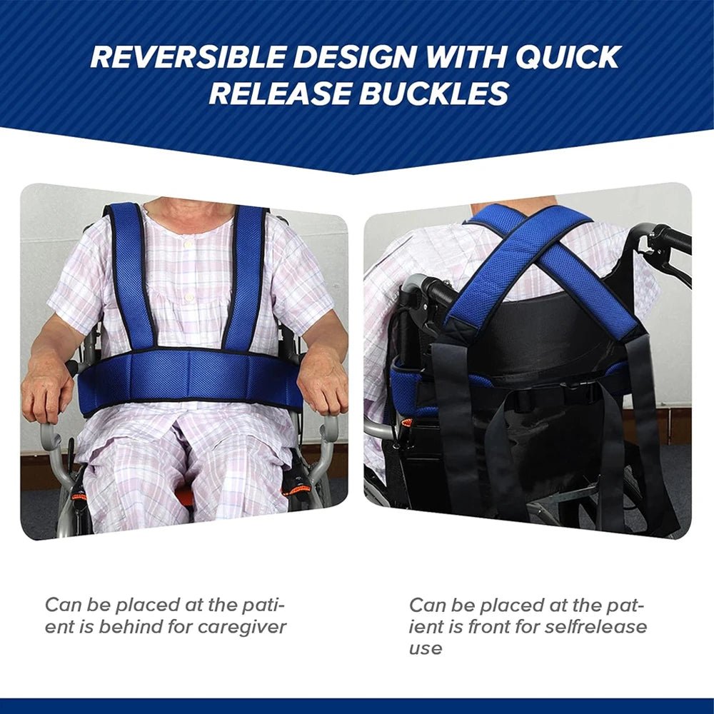 Safe Adjustable Wheelchair Seat Belt With Shoulder Straps For Caregivers - Mobility Buy