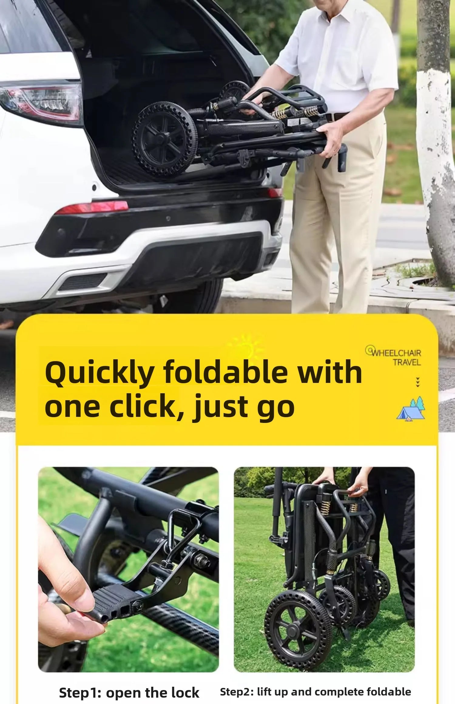 Small foldable, lightweight wheelchair - travel, portable - Wheelchairs from Manual wheelchairs