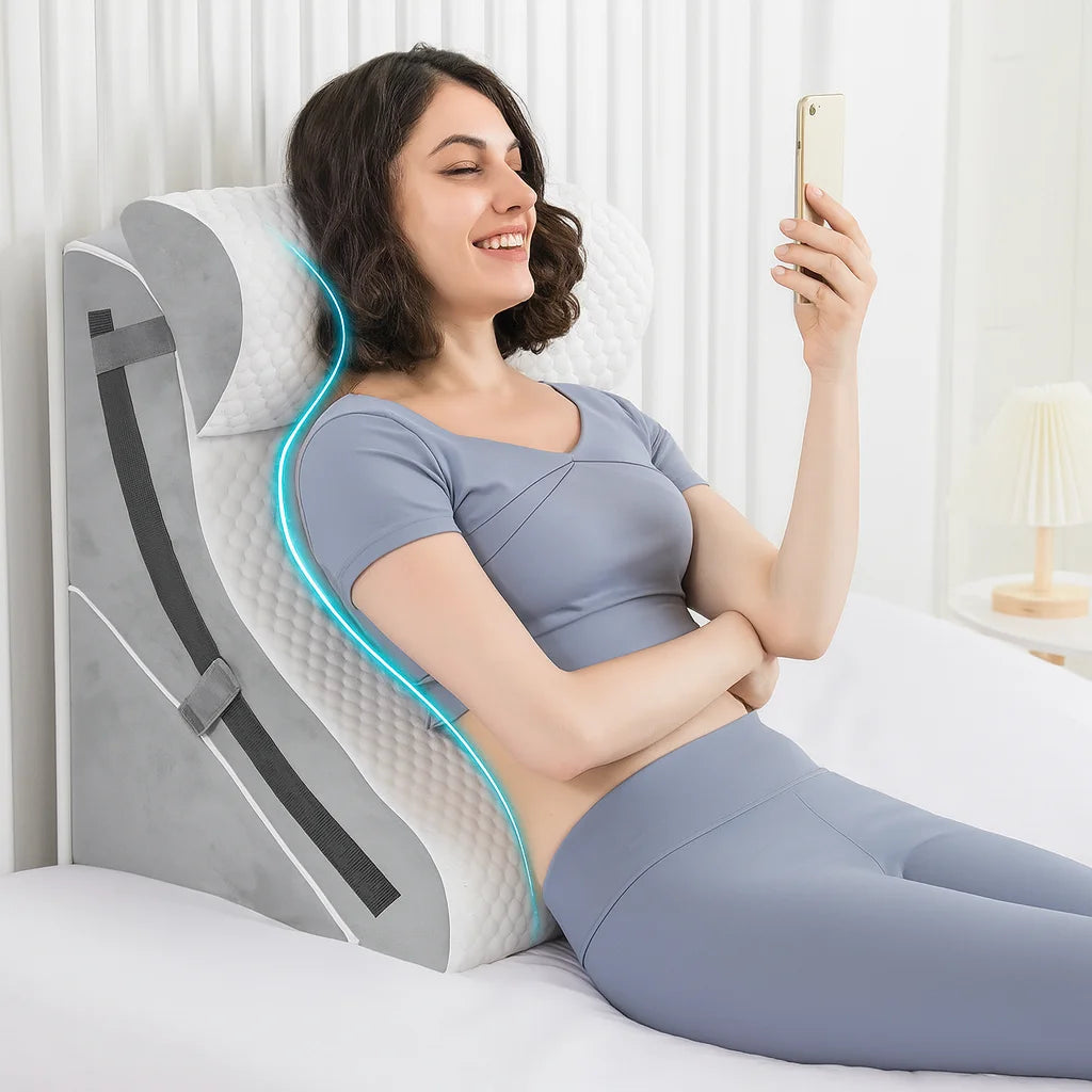 Three In One Memory Foam Wedge Pillow Set For Neck Pain Relief And Acid Reflux - Mobility Buy