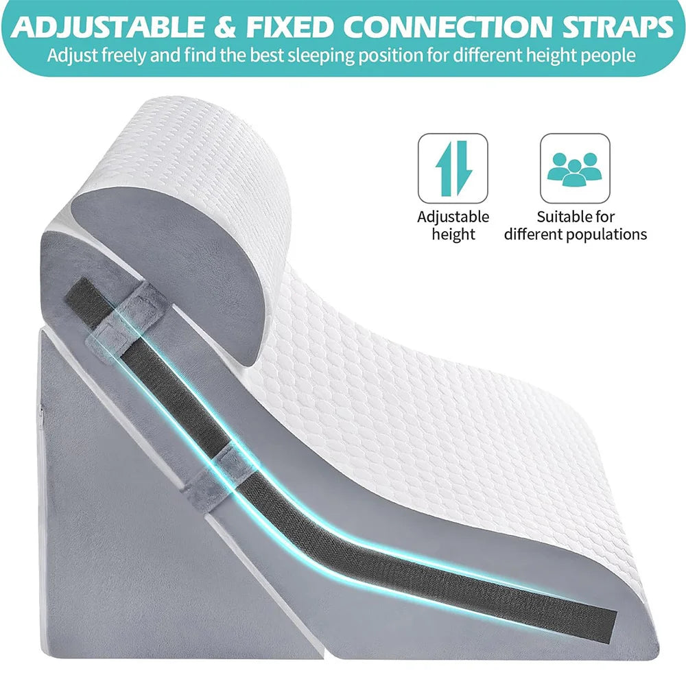 Three In One Memory Foam Wedge Pillow Set For Neck Pain Relief And Acid Reflux - Mobility Buy