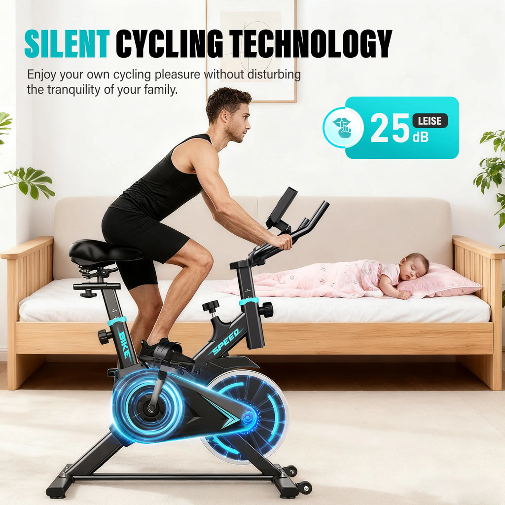 Upright Spin Exercise Bike Silent Air Bike For Home Gym With Zwift App Connected - Mobility Buy